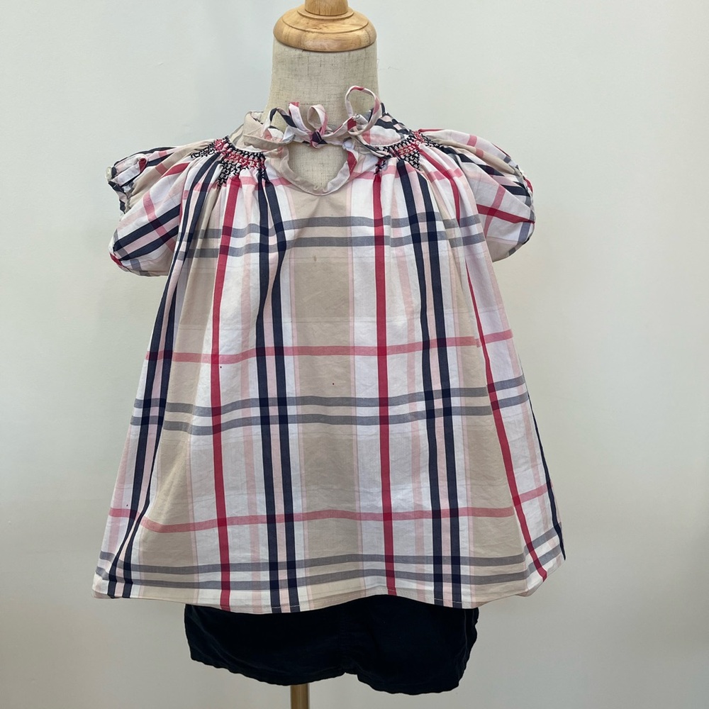 Bella Bliss Plaid Ruffle Sleeve Top and Navy Skirt